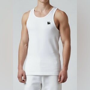 YoungLA White Sleeveless Top tank top muscle tee size small training tank ribbed